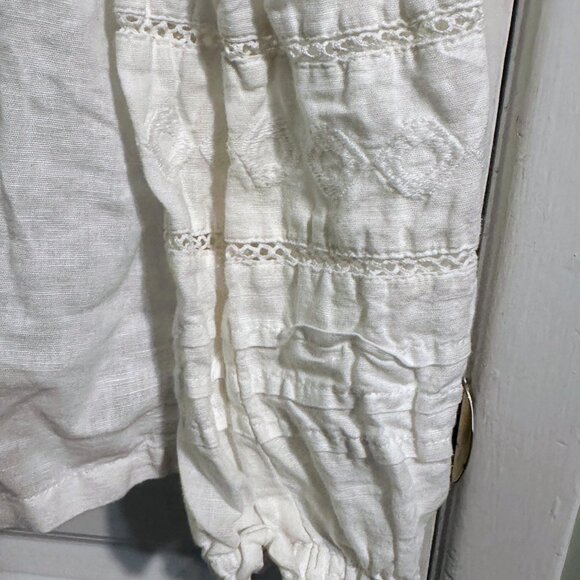 Rachel Zoe white linen and cotton v neck long sleeve blouse - Picture 4 of 6